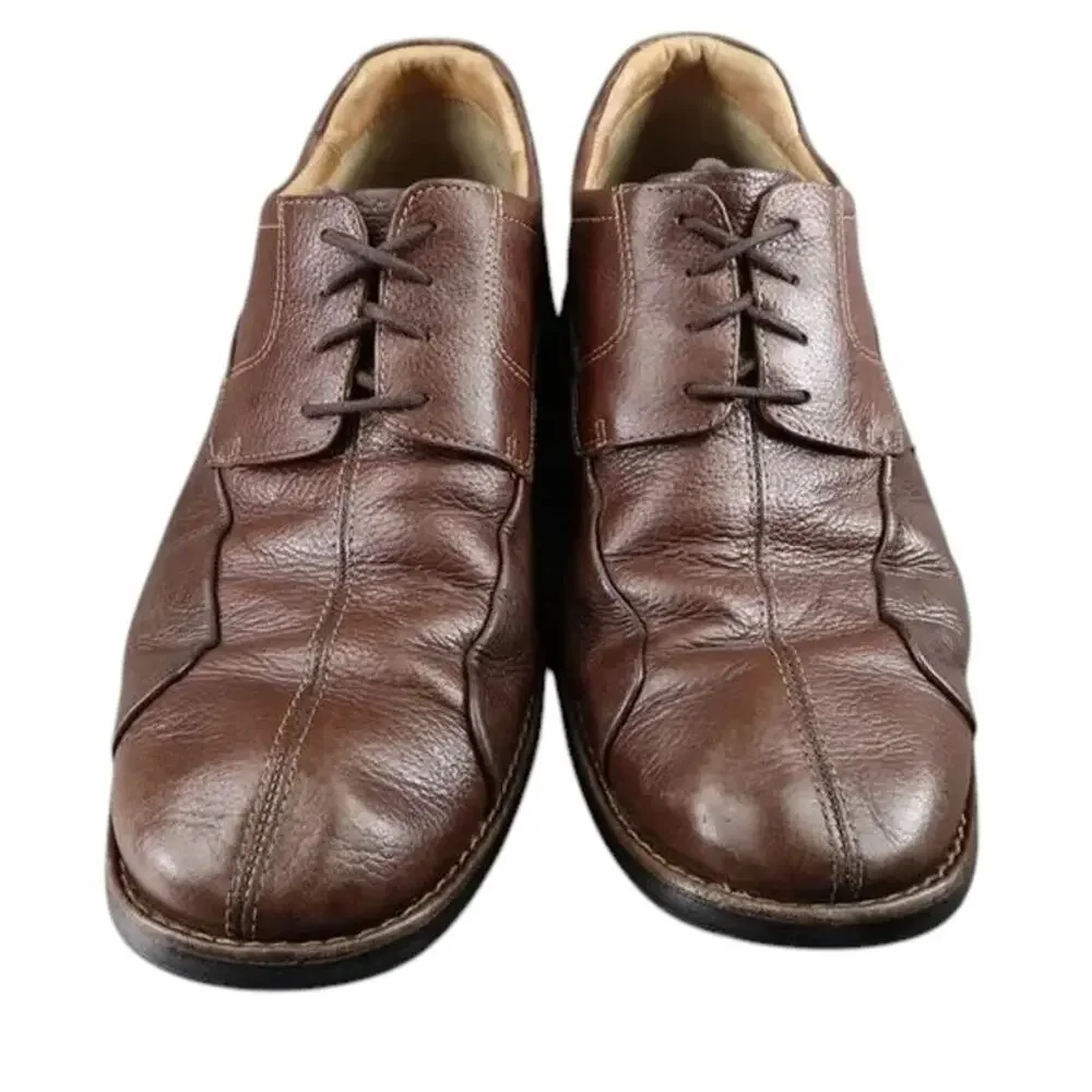 Johnston & Murphy Shoes Mens 10 Oxford Derby Casual Dress Leather Comfort Brown